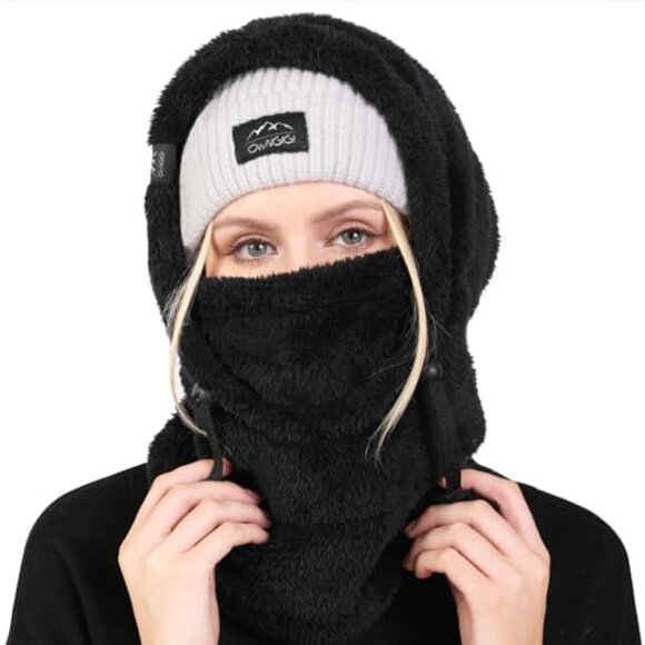 Fleece Balaclava Ski Mask Windproof Face Cover Hooded Scarf Hat Unisex